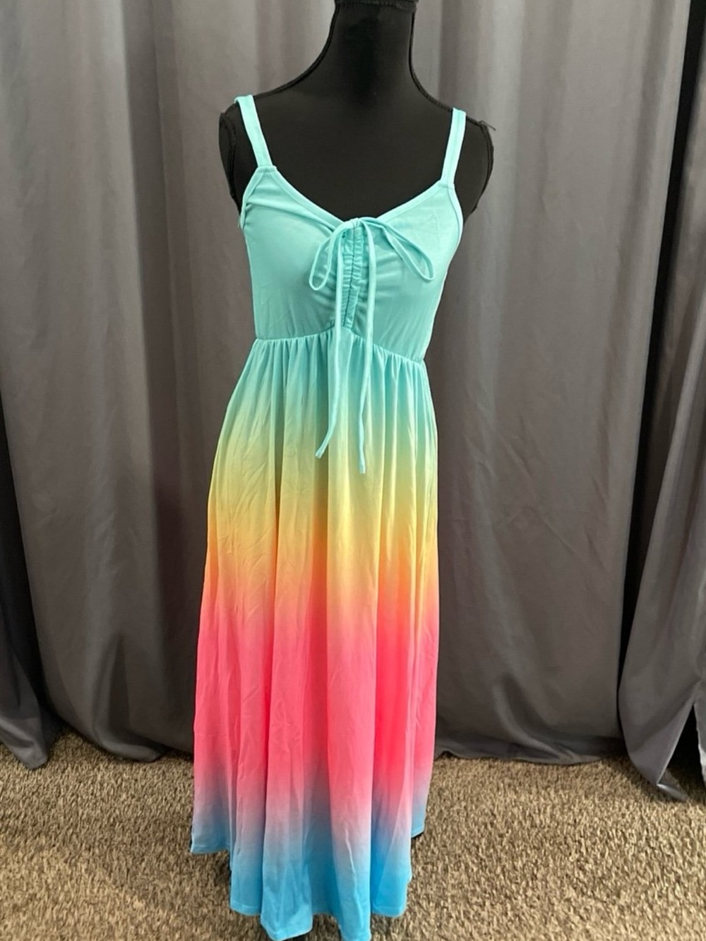 flamingals NWT ombre, rainbow maxi dress size small